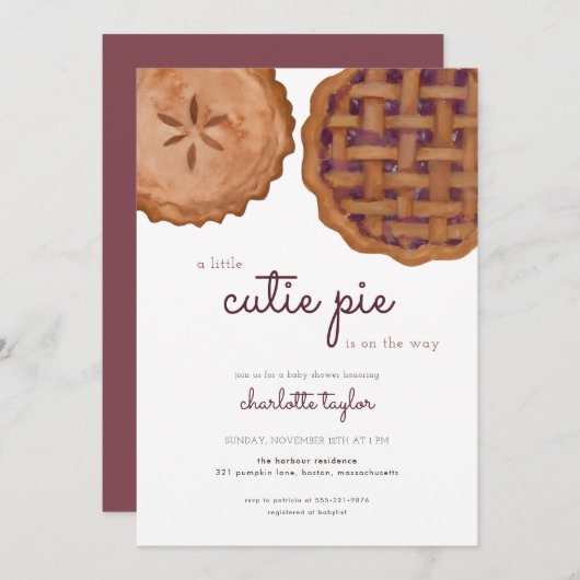 感謝祭秋かわいこちゃんパイベイビーシャワー招待状 招待状 (正面/裏面)