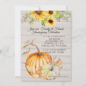 感謝祭秋ひまわり葉nウッドカボチャ 招待状 (正面)