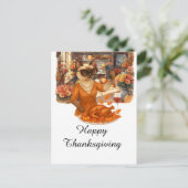 感謝祭秋をテーマにした猫大好き シーズンポストカード (スタンド正面)