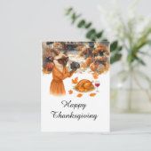 感謝祭秋をテーマにした猫大好き シーズンポストカード (スタンド正面)