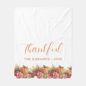 感謝祭秋オータムオレンジカボチャ感謝祭 フリースブランケット (正面)