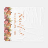 感謝祭秋オータムオレンジカボチャ感謝祭 フリースブランケット (正面(横))