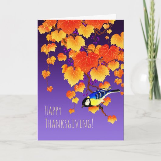 感謝祭秋グレープオレンジ葉金ゴールド写真 シーズンカード (正面)