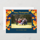 感謝祭秋グレープオレンジ葉金ゴールド写真 シーズンポストカード (正面/裏面)