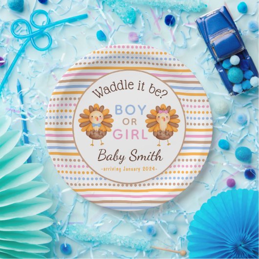 感謝祭秋ジェンダーがトルコを明かす ペーパープレート (パーティー)