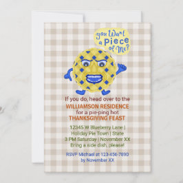 感謝祭秋ディナーパーティーおもしろいパイパン 招待状