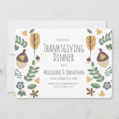感謝祭秋ディナーパーティーグリーナリーアコーンリーフ 招待状 (正面)
