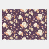 感謝祭秋バタフライBOHOフローラ秋 ラッピングペーパーシート (正面)