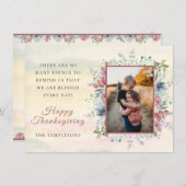 感謝祭秋フローラフォトフラットホリデーカード シーズンカード (正面/裏面)