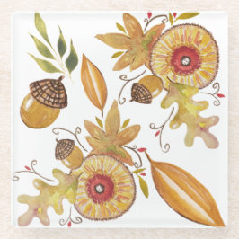 感謝祭秋ムードウォーター色 ガラスコースター