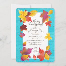 感謝祭秋メープル葉ズウォーターカラー 招待状