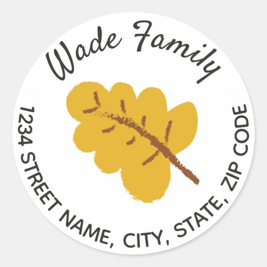 感謝祭秋リーフアドレス封筒用シール ラウンドシール (正面)