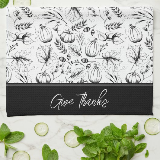 感謝祭秋与えハーベ感謝していス キッチンタオル (折り畳み)