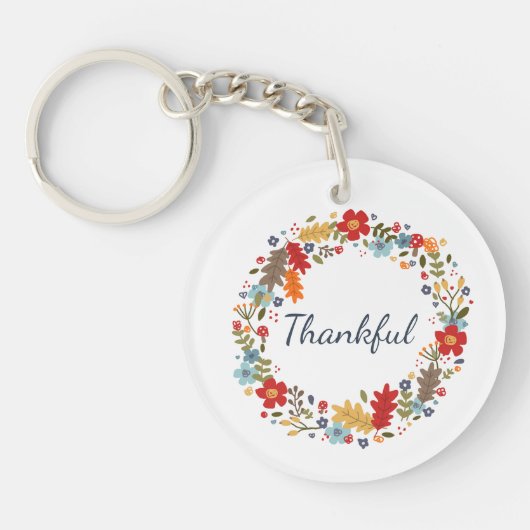 感謝祭秋感謝的リースレッドホーム キーホルダー (正面)