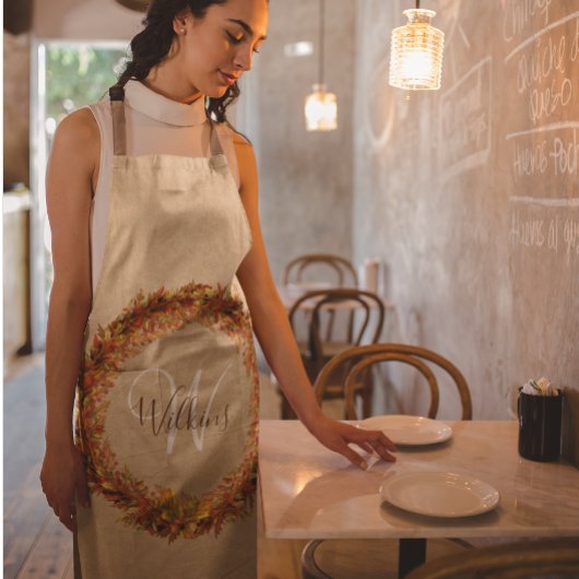 感謝祭秋秋リース離れモノグラム エプロン
