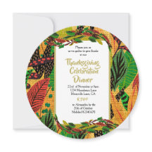 感謝祭秋素朴秋ディナー招待状