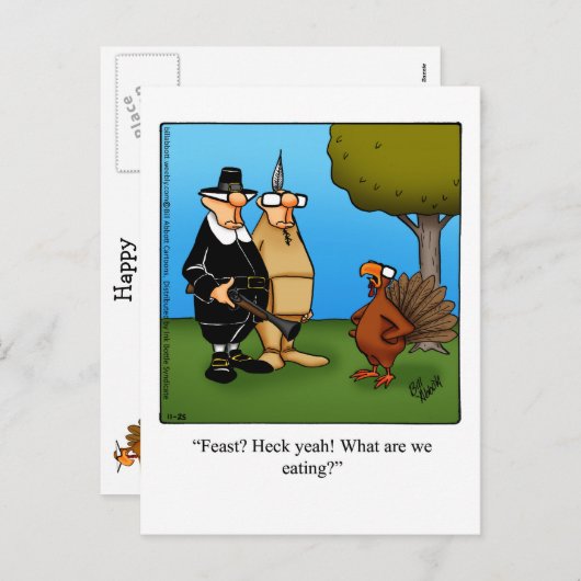 感謝祭笑わされるユーモアのはがき シーズンポストカード (正面/裏面)