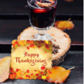 感謝祭紅葉の旧紙背景 ペーパーコースター