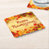 感謝祭紅葉の旧紙背景 ペーパーコースター (アングル)