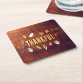 感謝祭紅葉カボチャ スクエアペーパーコースター (アングル)