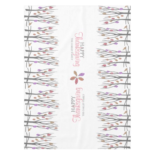 感謝祭紅葉パーソナライズされたの姓 テーブルクロス (正面)