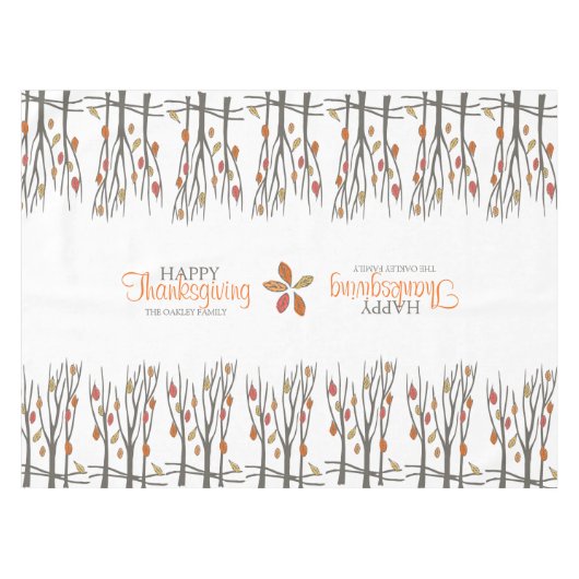 感謝祭紅葉パーソナライズされたの姓 テーブルクロス (正面(横))