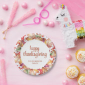 感謝祭紅葉フローラリース ペーパープレート (パーティー)