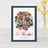 感謝祭紅葉リース写真 カード (黄色い花)