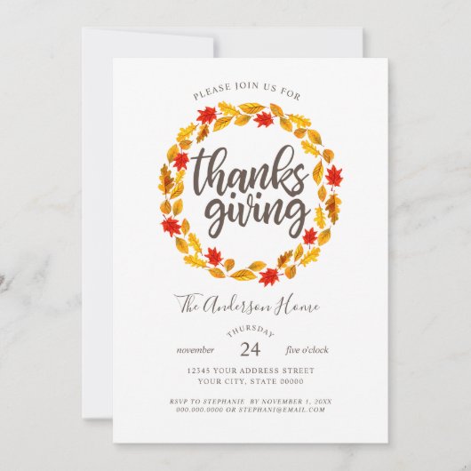 感謝祭紅葉リース 招待状 (正面)