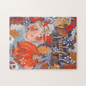 感謝祭紅葉感謝の女の子 ジグソーパズル (横)