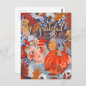 感謝祭紅葉感謝の女の子 ポストカード (正面/裏面)