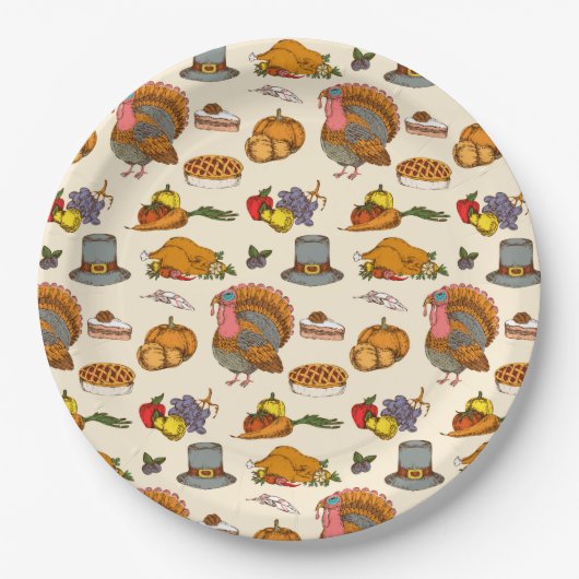 感謝祭紙プレート ペーパープレート (正面)