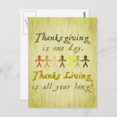 感謝祭紙切り出しかわいいことわざ ポストカード (正面/裏面)