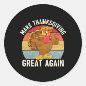 感謝祭素晴らし再びおもしろいトランプ2024 ラウンドシール (正面)