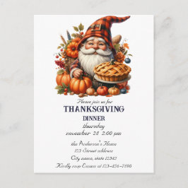 感謝祭素朴かぼちゃの水彩秋 インビテーションポストカード