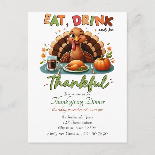 感謝祭素朴かぼちゃの水彩秋 シーズンポストカード (正面)