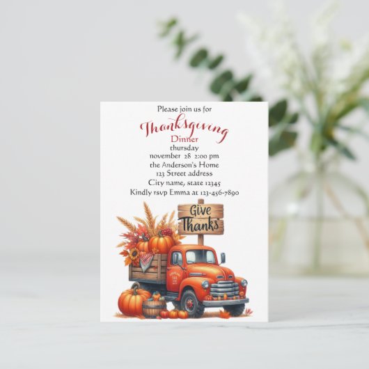 感謝祭素朴かぼちゃの水彩秋 ポストカード (スタンド正面)