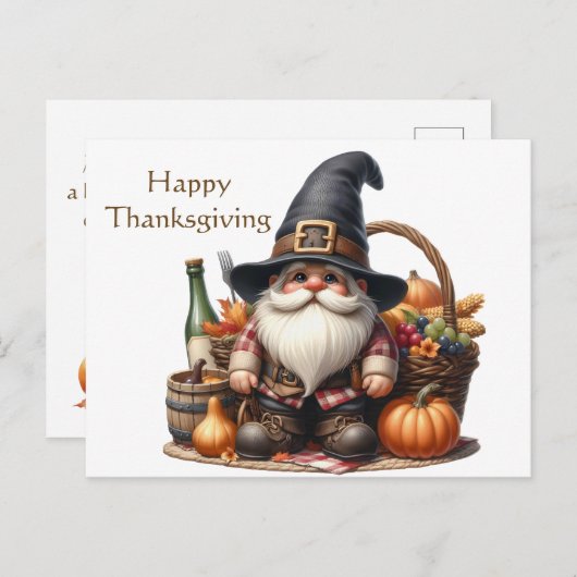 感謝祭素朴かぼちゃの水彩秋 ポストカード (正面/裏面)