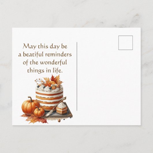 感謝祭素朴かぼちゃの水彩秋 ポストカード (裏面)