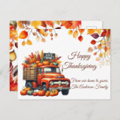 感謝祭素朴かぼちゃの水彩秋 ポストカード (正面/裏面)