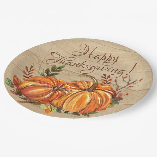 感謝祭素朴のカボチャ ペーパープレート (アングル)