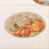 感謝祭素朴のカボチャ ラウンドペーパーコースター (アングル)