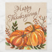 感謝祭素朴のカボチャ ワインラベル (シングルラベル)