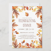 感謝祭素朴のパーティー友達ディナー 招待状 (正面)