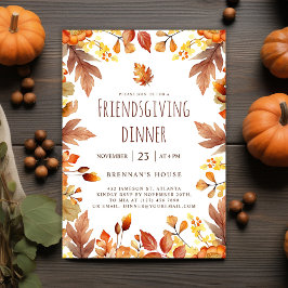 感謝祭素朴のパーティー友達ディナー 招待状