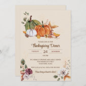 感謝祭素朴の友情で秋のパーティー 招待状 (正面/裏面)