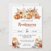 感謝祭素朴の友情で秋のパーティー 招待状 (正面)