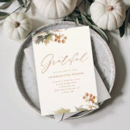 感謝祭素朴の夕日の緑の離れ花の葉 マグネット招待状