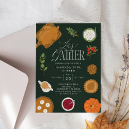 感謝祭素朴の夕飯を緑で集めよう 招待状