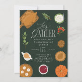 感謝祭素朴の夕飯を緑で集めよう 招待状 (正面)